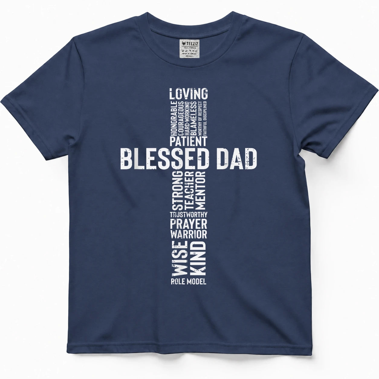 Fathers Day Blessed Dad Cross Jesus Christian Papa Daddy T-Shirt