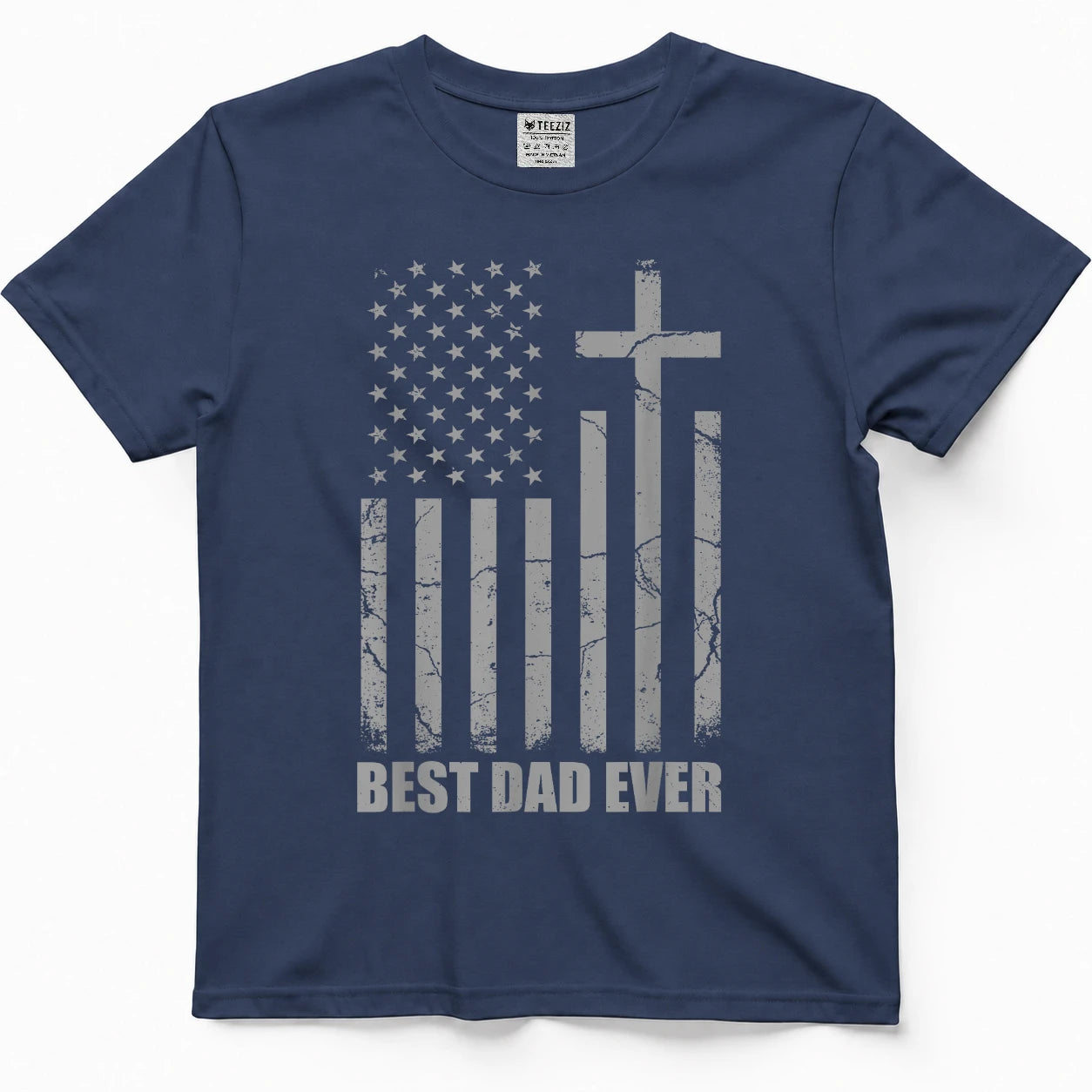 Best Dad Ever Christian Patriotic Dad USA Flag Fathers Day T-Shirt