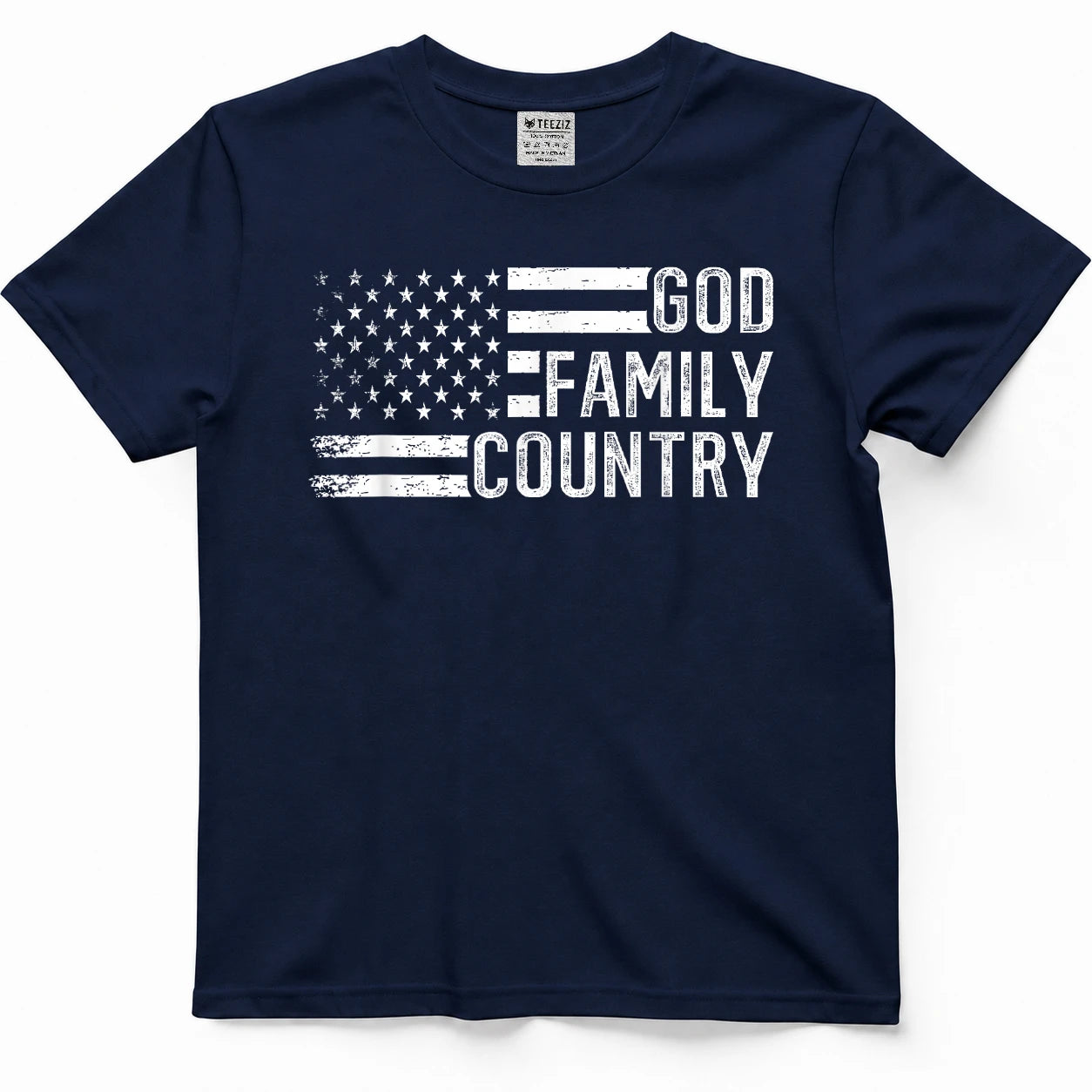 God Family Country - Patriotic Christian US Flag T-Shirt