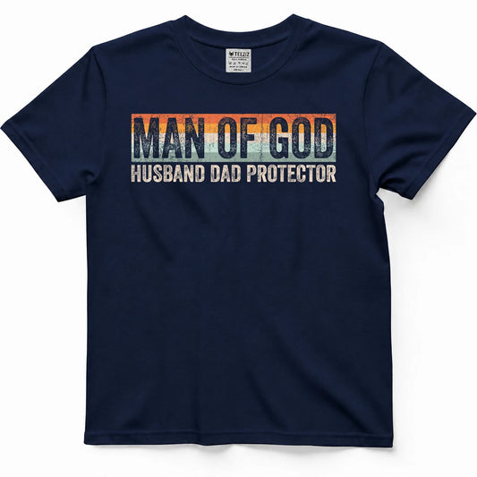 Man of God Husband Dad Protector Christian Dad Father's Day T-Shirt