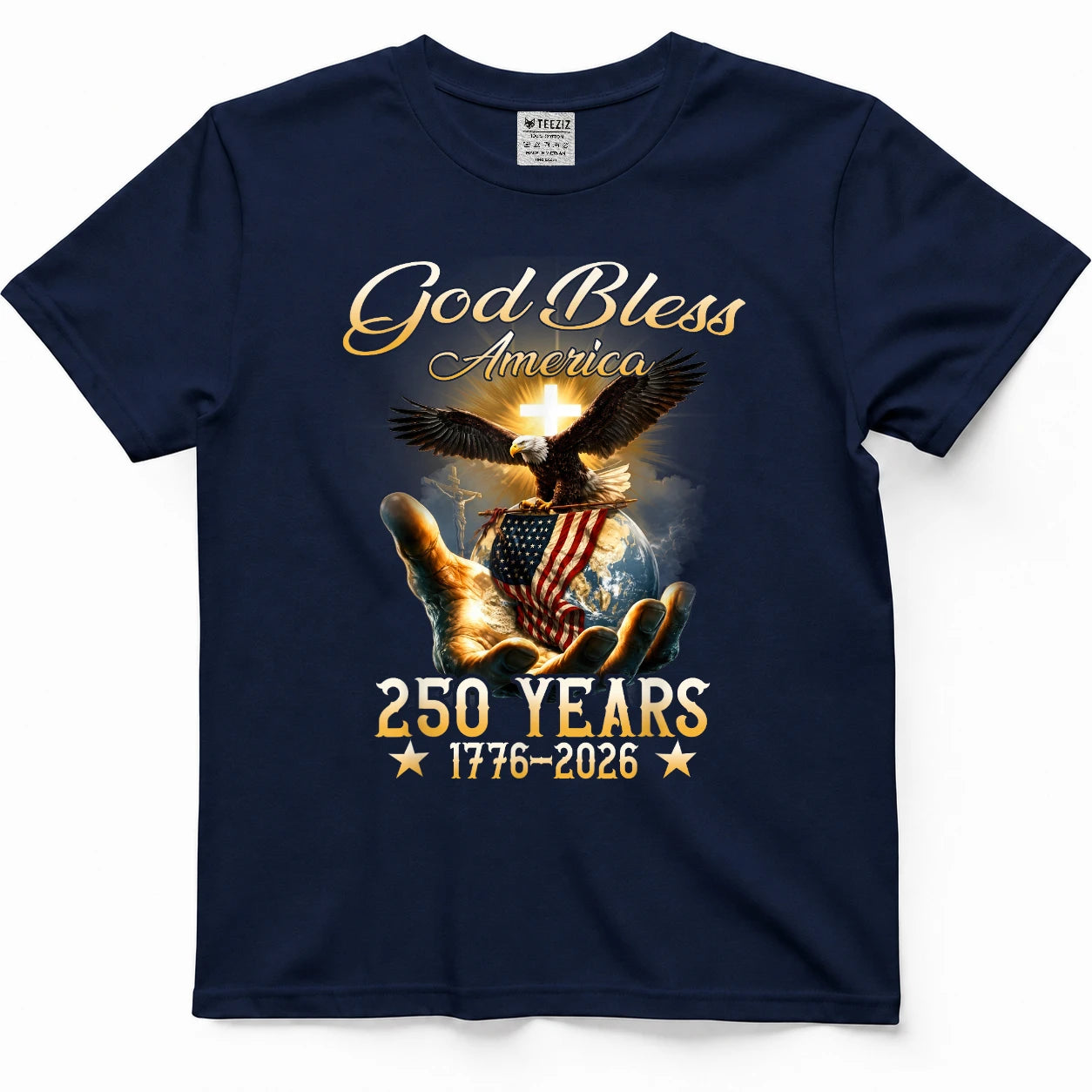 God Bless America 250 Years 1776 2026 Christian 4th of July T-Shirt