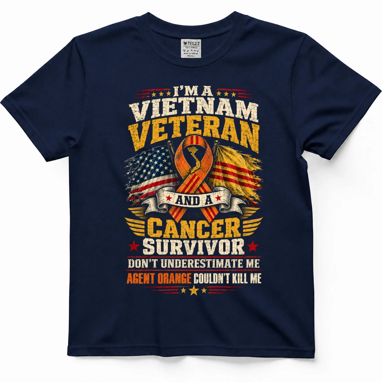 Vietnam Veteran And A Cancer Survivor Agent Orange Couldn't Kill Me Shirt