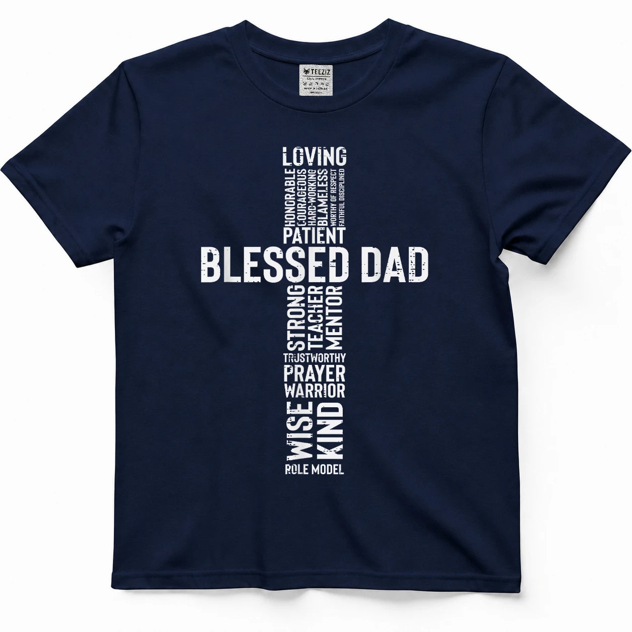 Fathers Day Blessed Dad Cross Jesus Christian Papa Daddy T-Shirt
