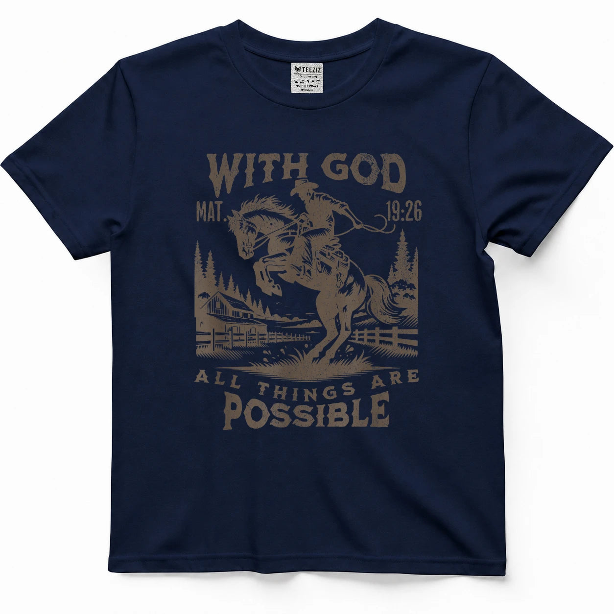 Cowboy Bible Scripture Verse Western Jesus for Mens Faith T-Shirt