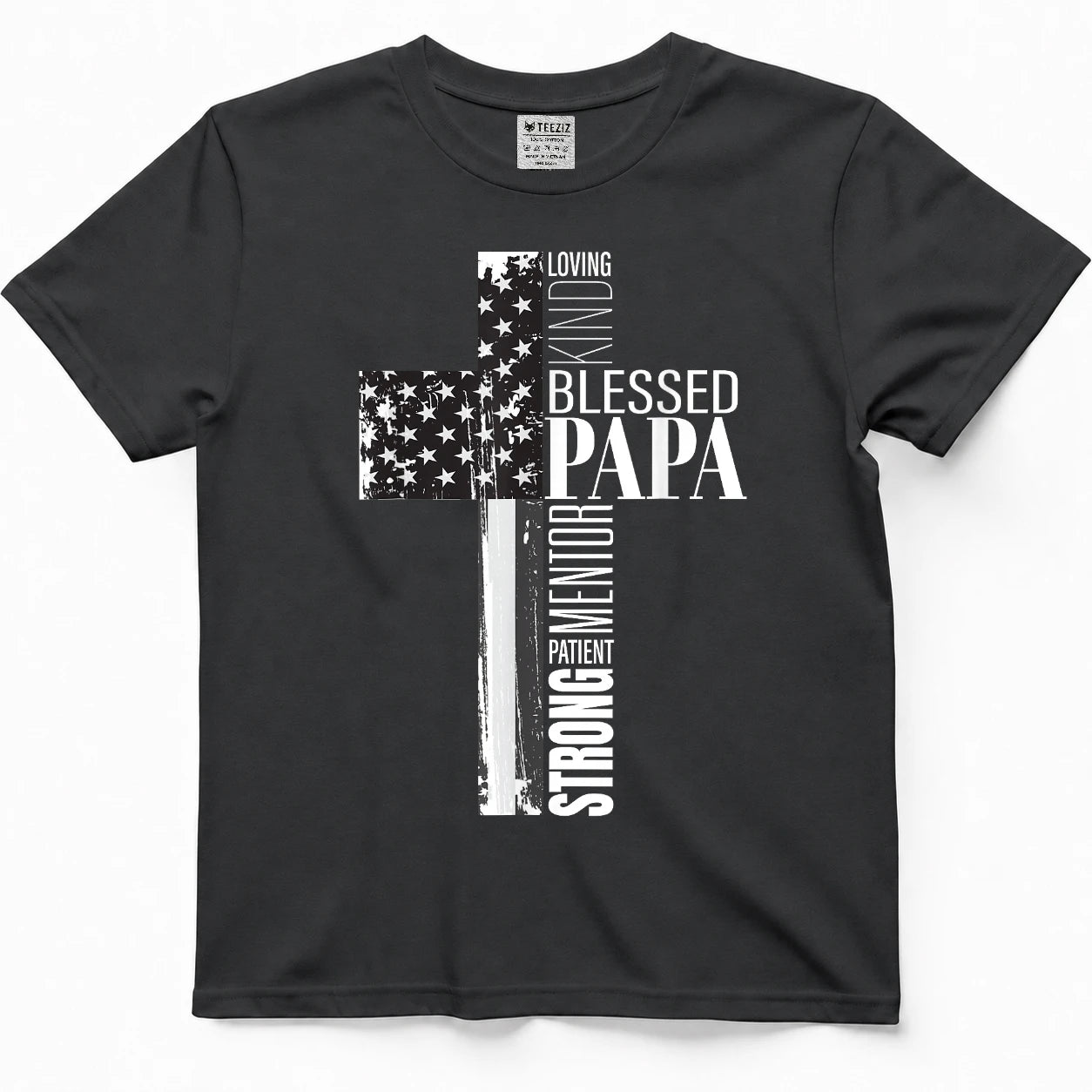 Blessed Papa American Flag Christian Religious Fathers Day T-Shirt
