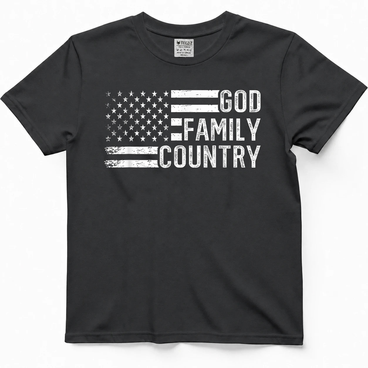 God Family Country - Patriotic Christian US Flag T-Shirt