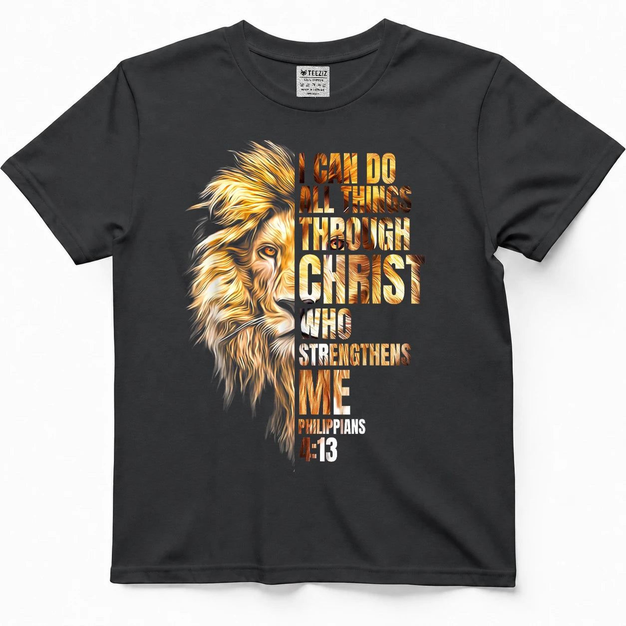 Christian I Can Do All Things Through Christ Lion Faith T-Shirt