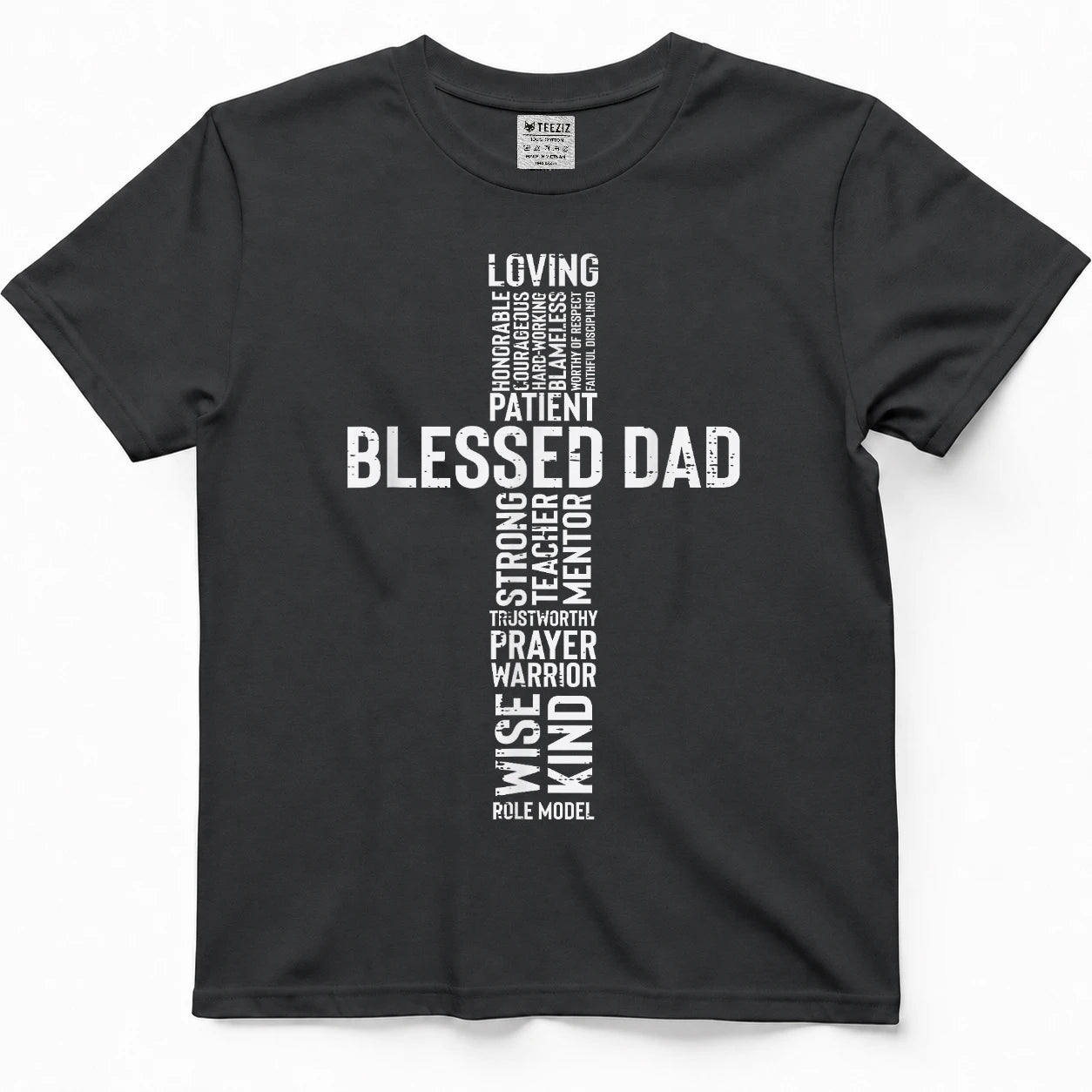 Fathers Day Blessed Dad Cross Jesus Christian Papa Daddy T-Shirt