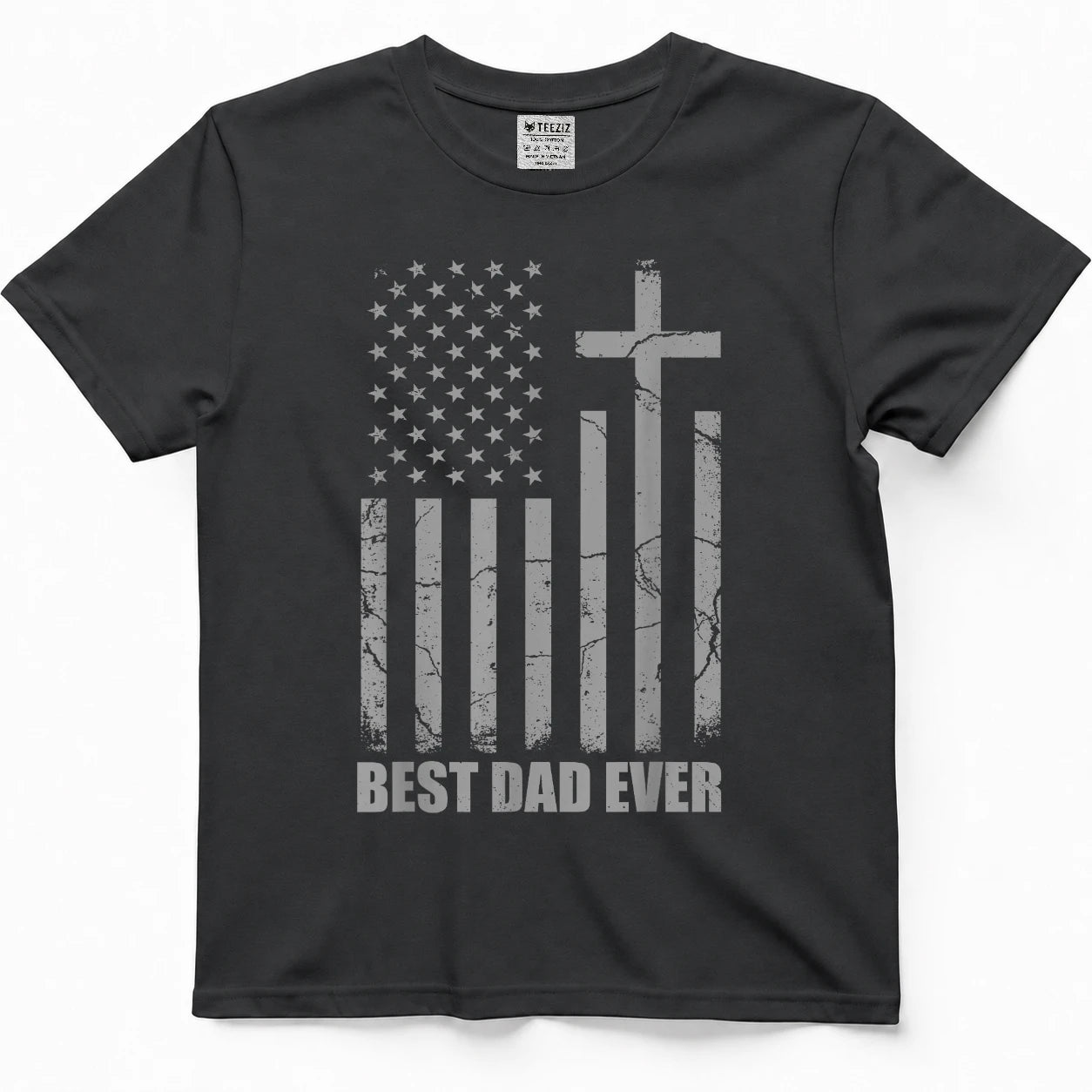 Best Dad Ever Christian Patriotic Dad USA Flag Fathers Day T-Shirt