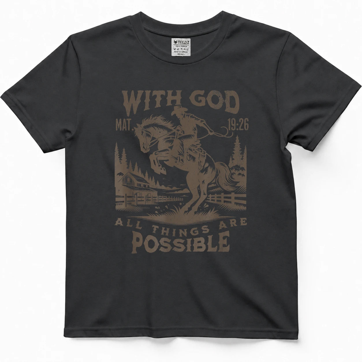 Cowboy Bible Scripture Verse Western Jesus for Mens Faith T-Shirt