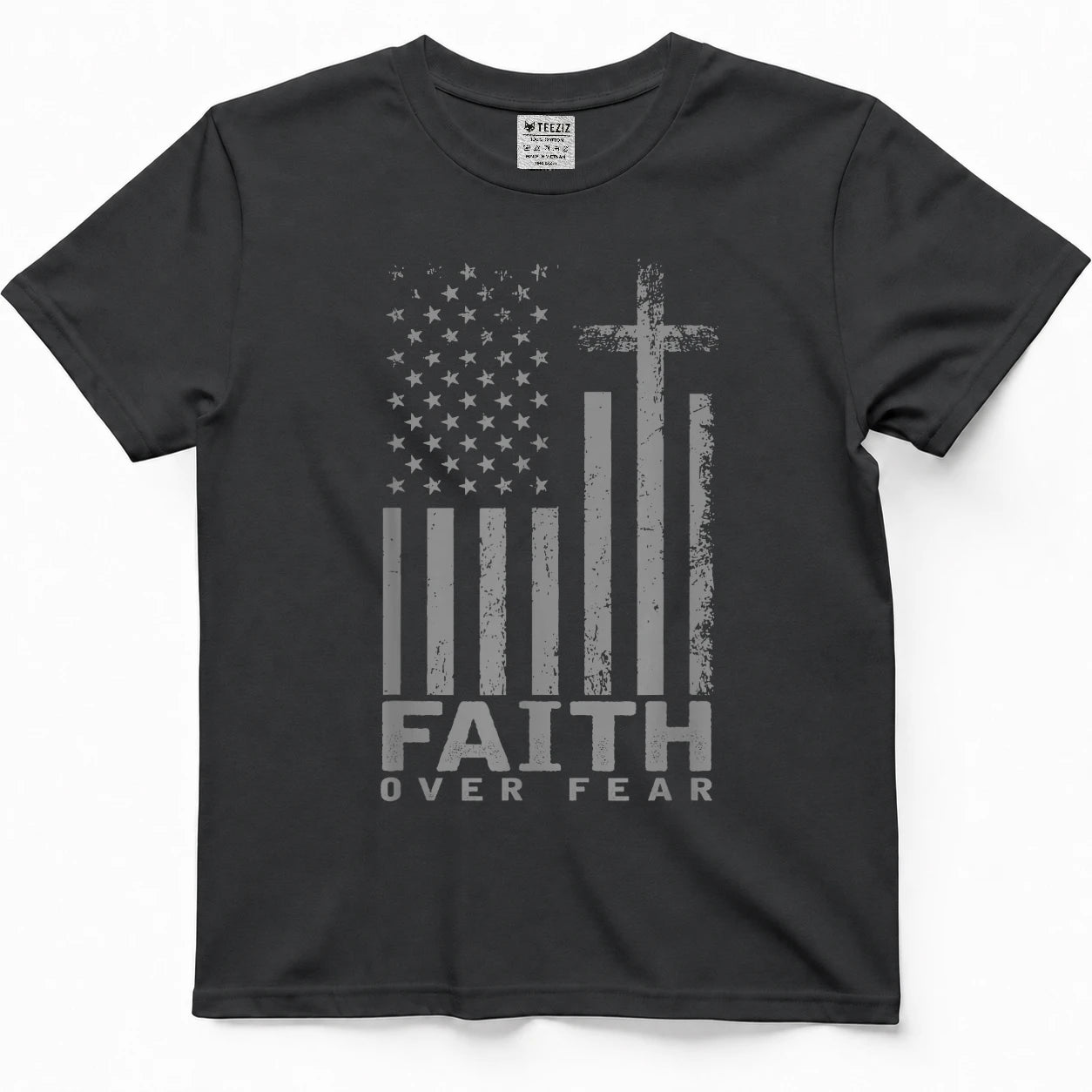America Pride US Flag Faith Over Fear Prayer T-Shirt