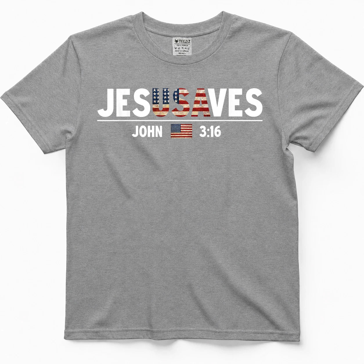 Jesus Saves JesUSAves USA American Flag Patriotic Christian T-Shirt