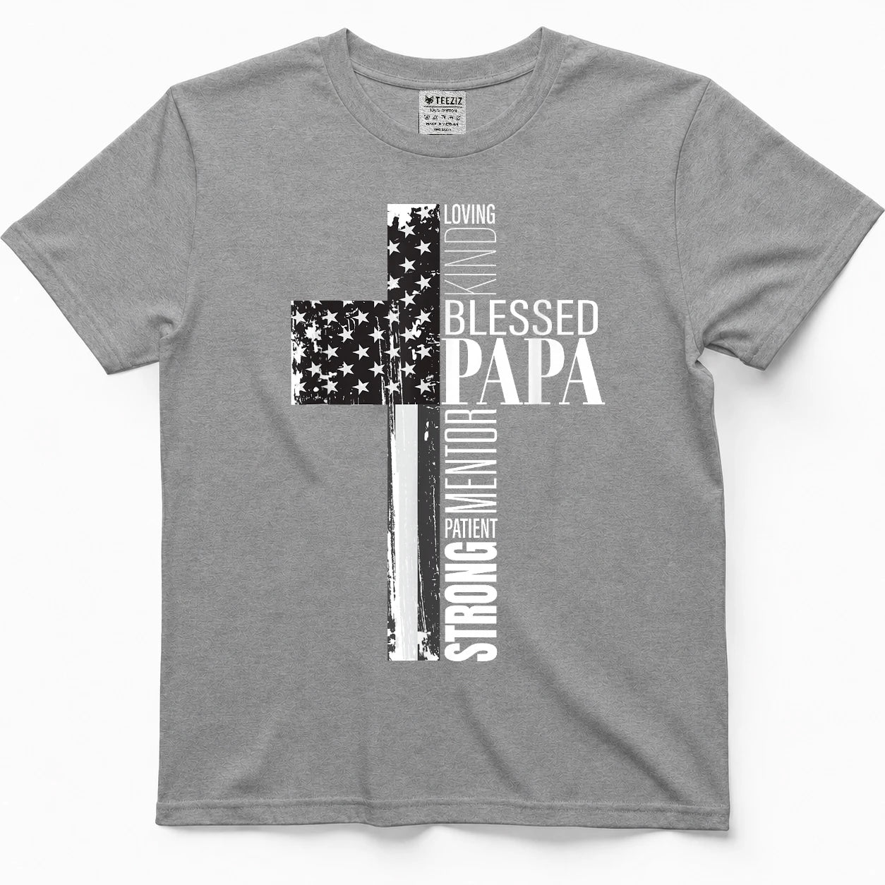 Blessed Papa American Flag Christian Religious Fathers Day T-Shirt