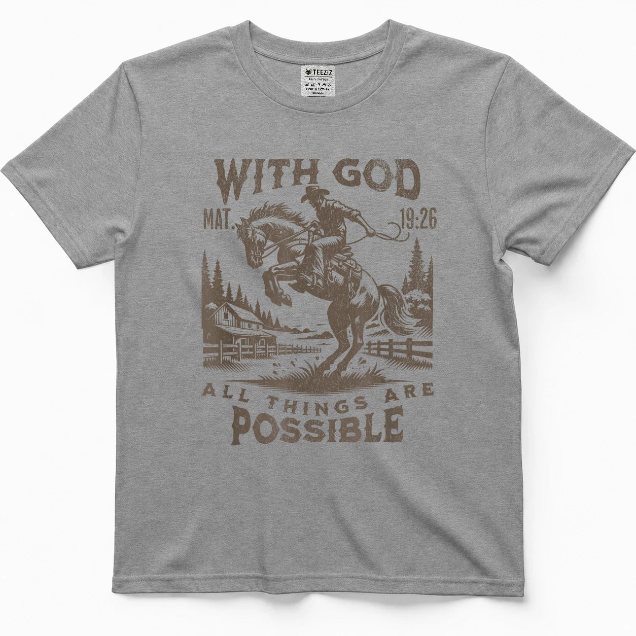 Cowboy Bible Scripture Verse Western Jesus for Mens Faith T-Shirt
