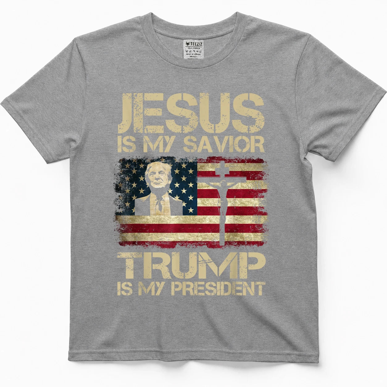Jesus is My Savior Trump is My President Trump 2024 USA Flag T-Shirt