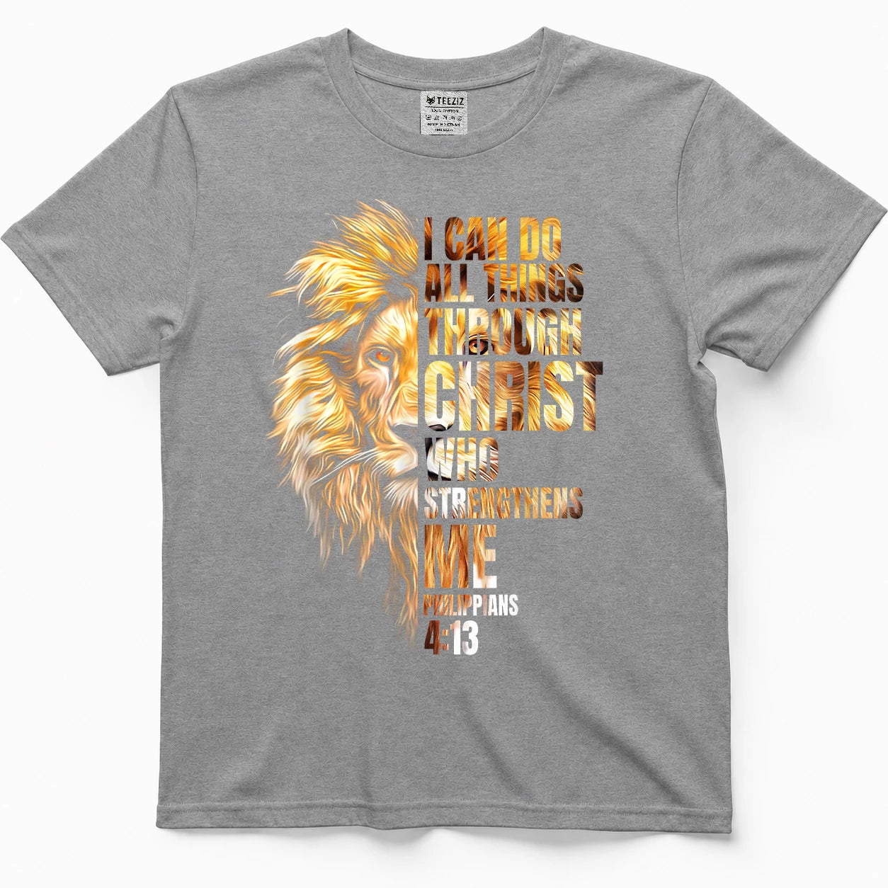 Christian I Can Do All Things Through Christ Lion Faith T-Shirt