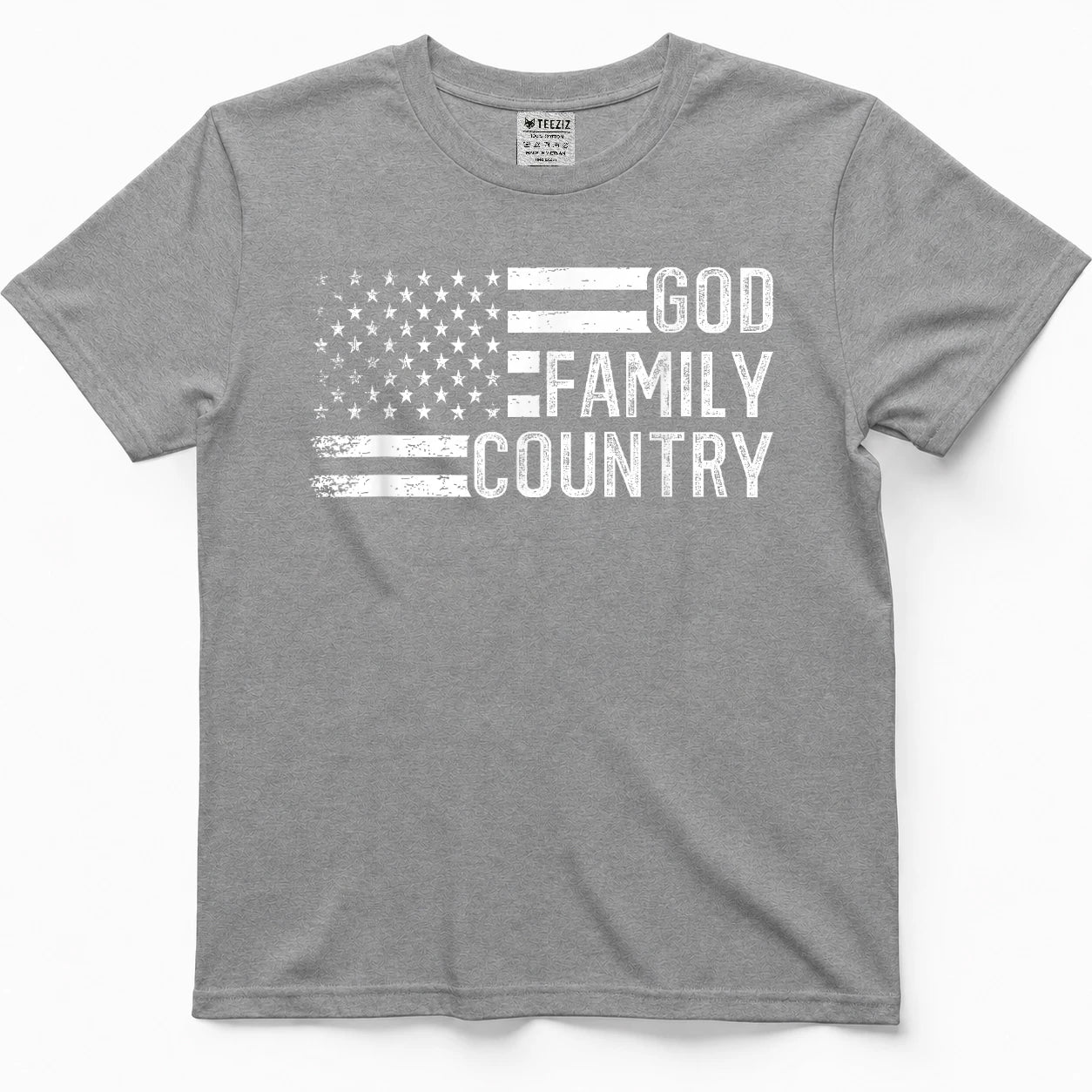 God Family Country - Patriotic Christian US Flag T-Shirt