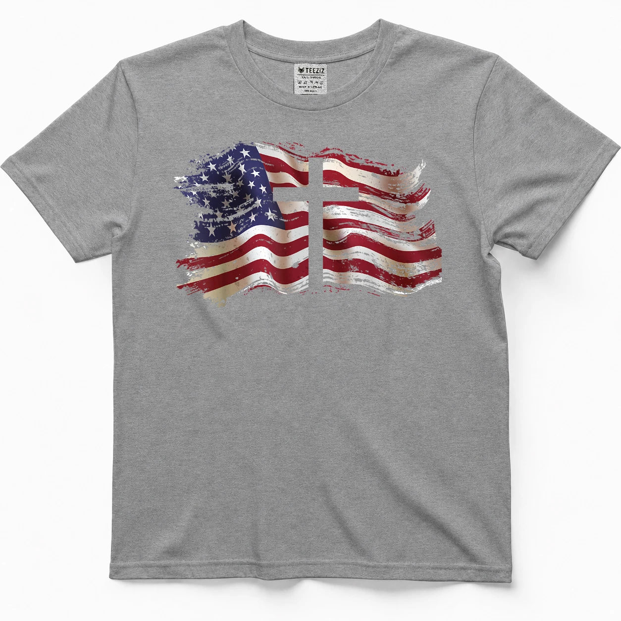 American Flag Cross for Patriotic USA Christians God Faith T-Shirt