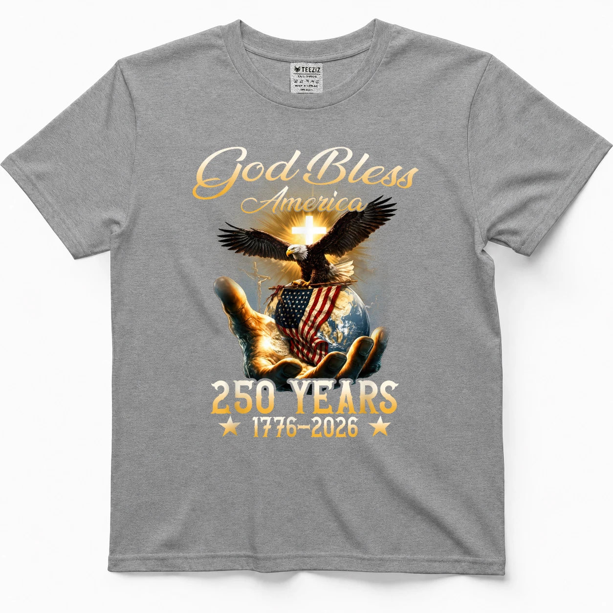 God Bless America 250 Years 1776 2026 Christian 4th of July T-Shirt