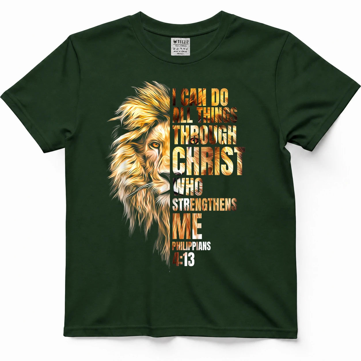 Christian I Can Do All Things Through Christ Lion Faith T-Shirt