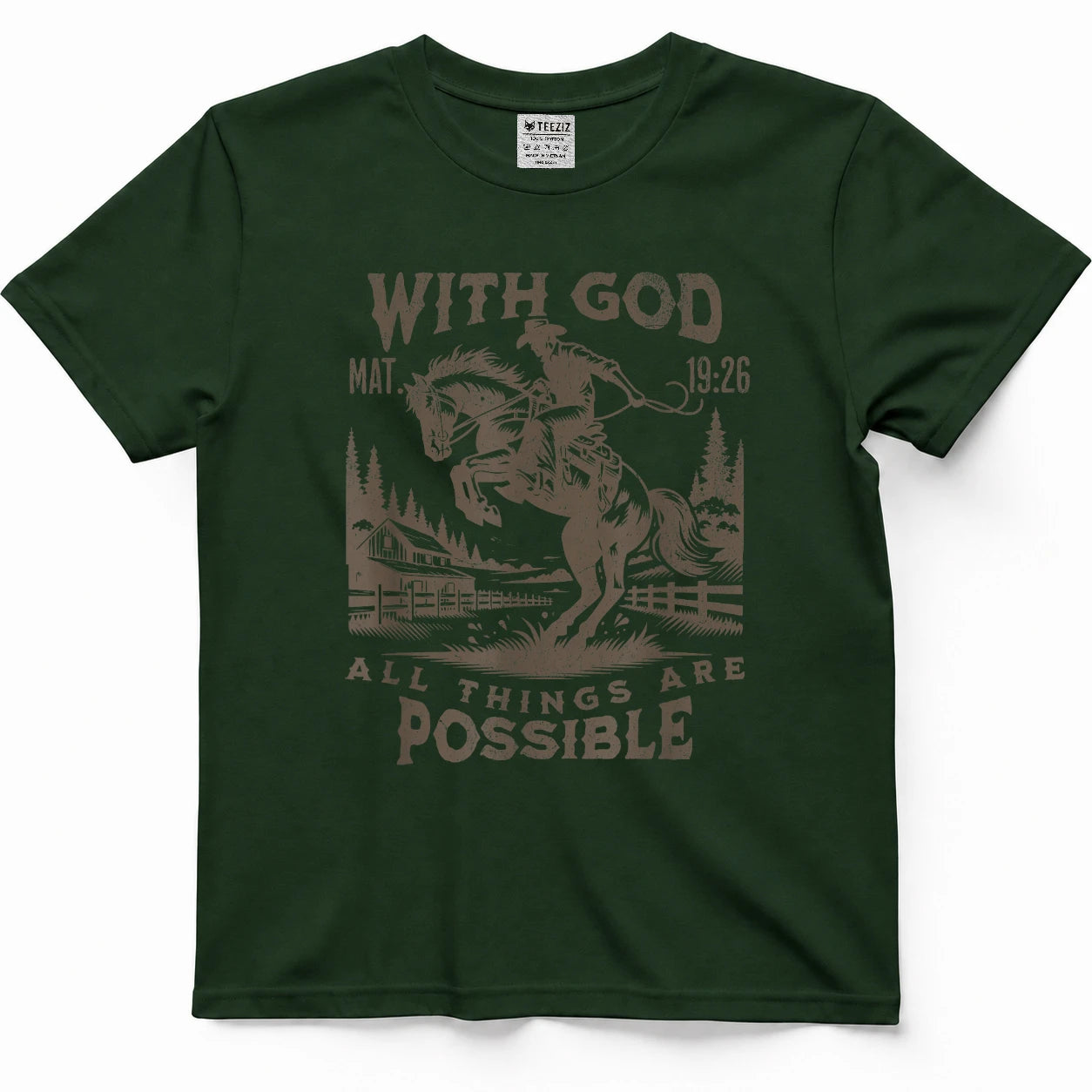 Cowboy Bible Scripture Verse Western Jesus for Mens Faith T-Shirt