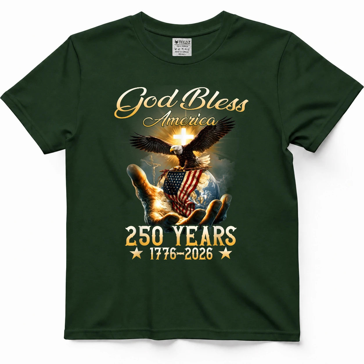 God Bless America 250 Years 1776 2026 Christian 4th of July T-Shirt