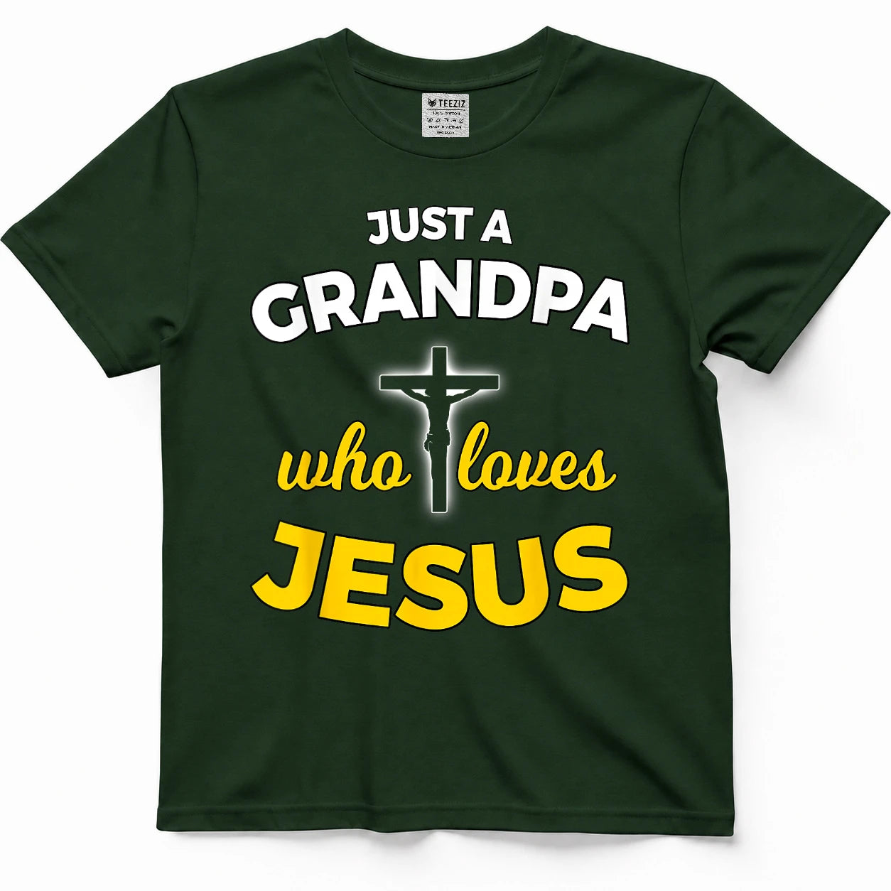 Just a Grandpa Who Loves Jesus Christian Faith T Shirt Gift T-Shirt