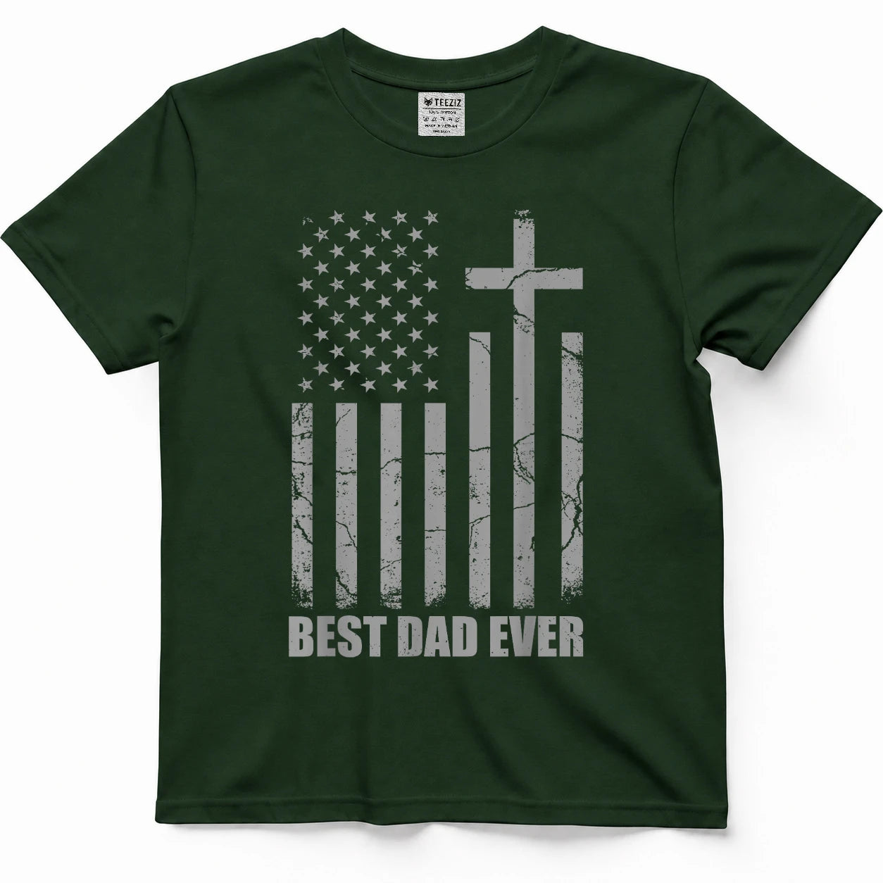 Best Dad Ever Christian Patriotic Dad USA Flag Fathers Day T-Shirt