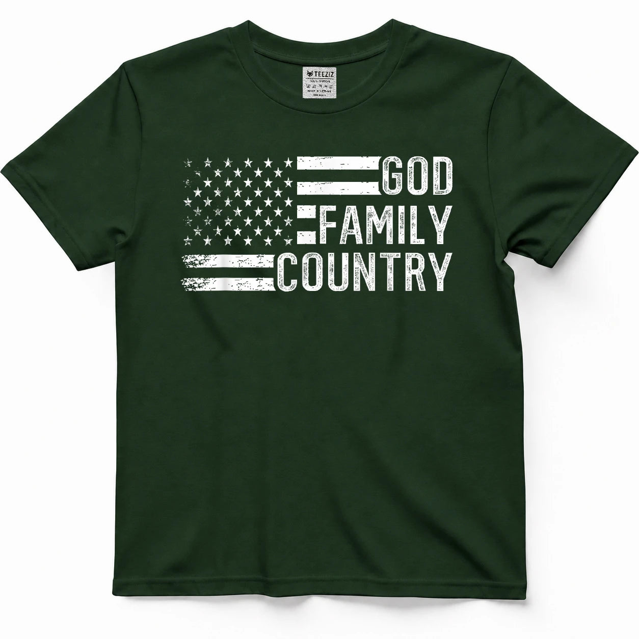 God Family Country - Patriotic Christian US Flag T-Shirt