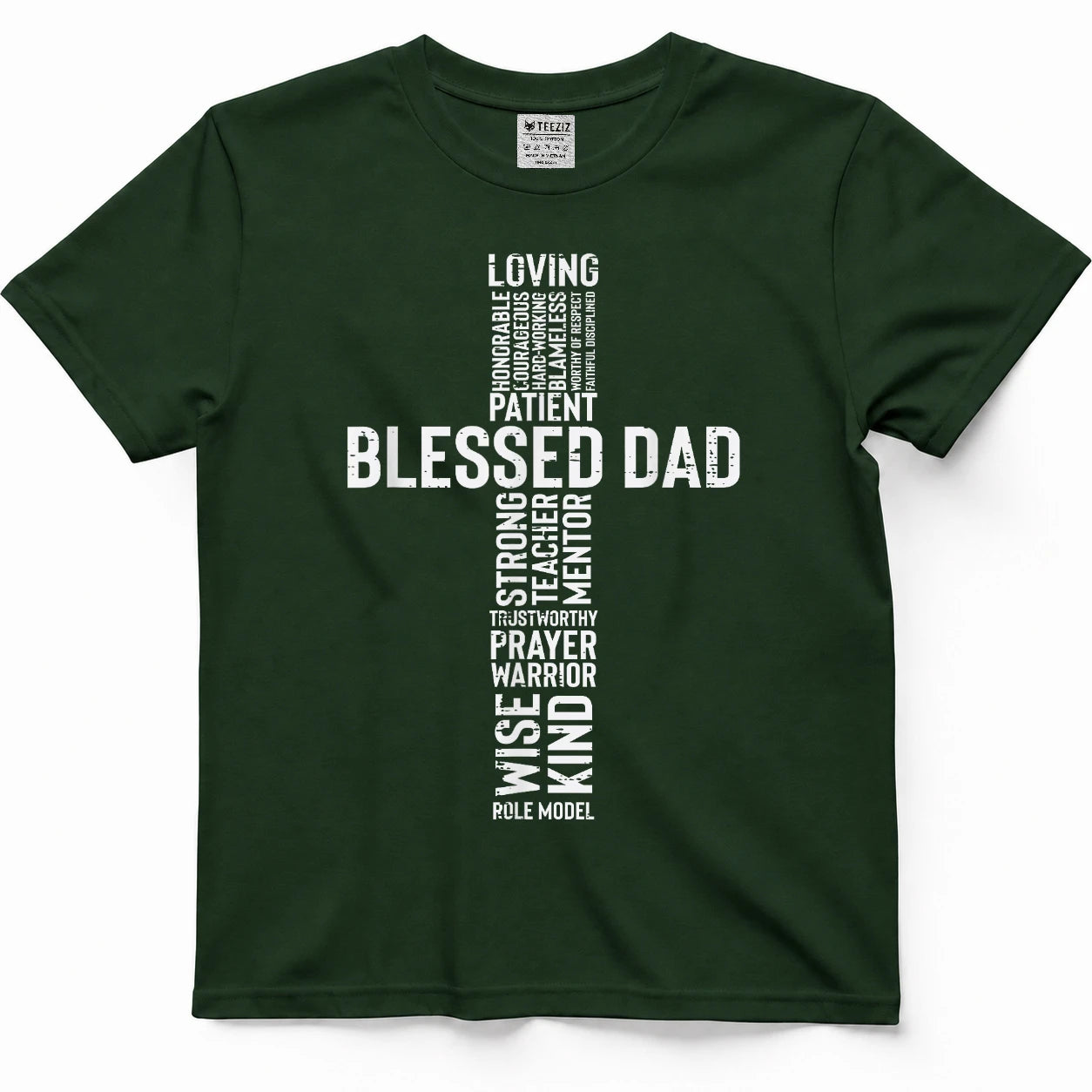 Fathers Day Blessed Dad Cross Jesus Christian Papa Daddy T-Shirt