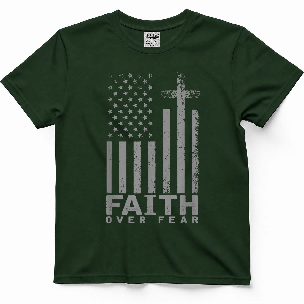 America Pride US Flag Faith Over Fear Prayer T-Shirt