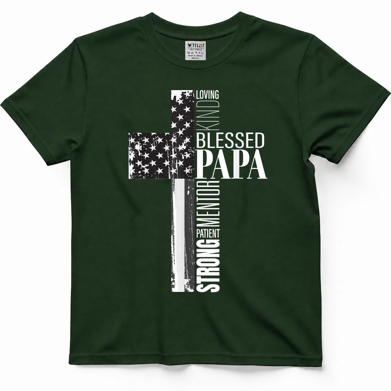 Blessed Papa American Flag Christian Religious Fathers Day T-Shirt