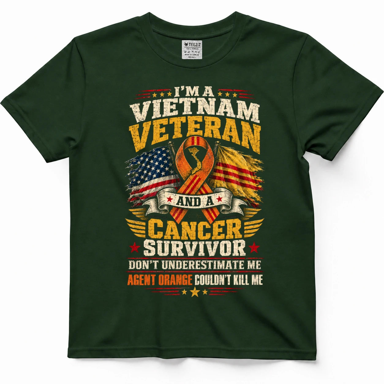 Vietnam Veteran And A Cancer Survivor Agent Orange Couldn't Kill Me Shirt