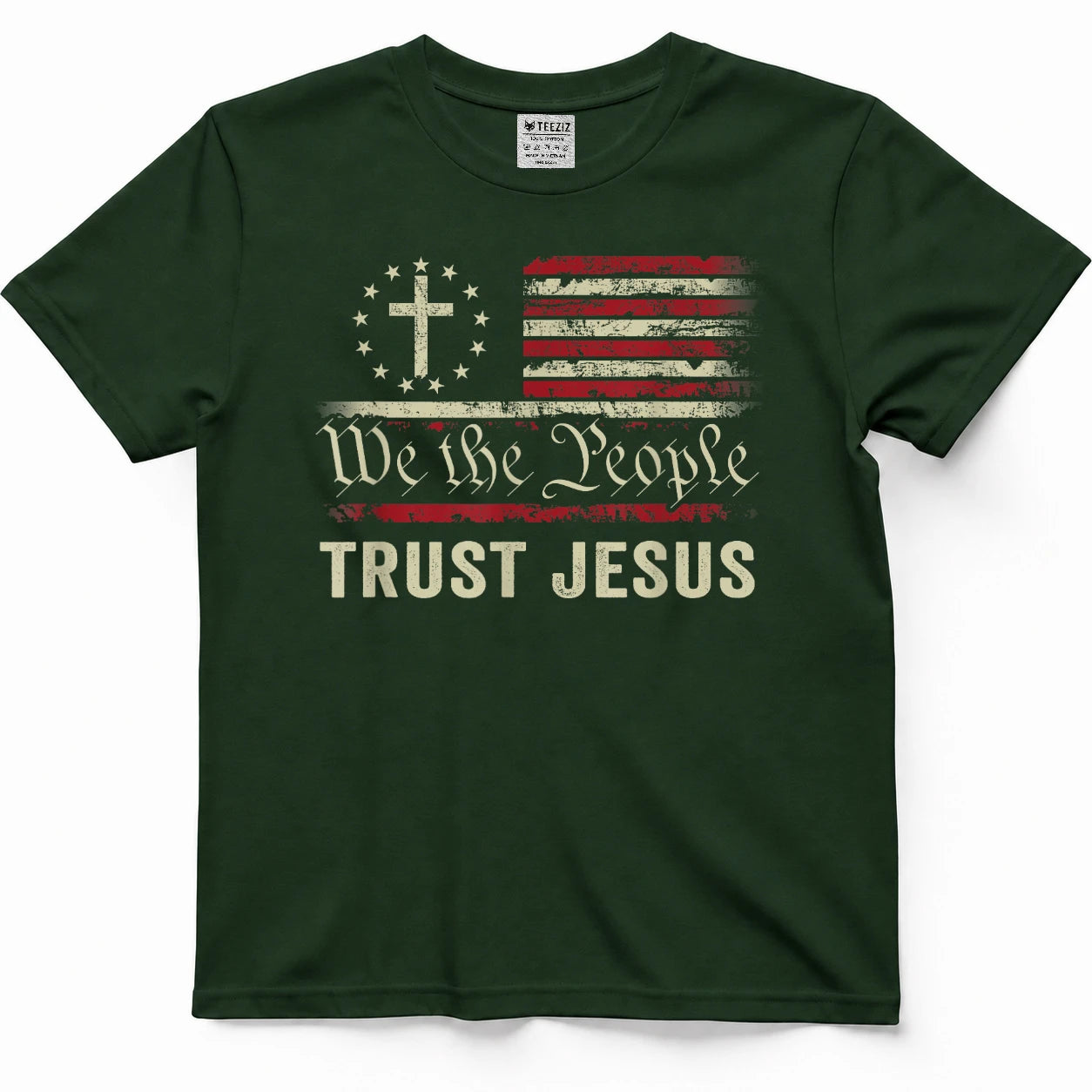 We The People Trust Jesus - USA Flag Christian Patriotic T-Shirt