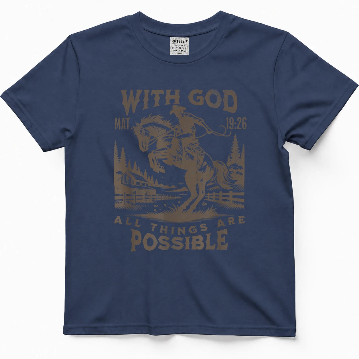 Cowboy Bible Scripture Verse Western Jesus for Mens Faith T-Shirt