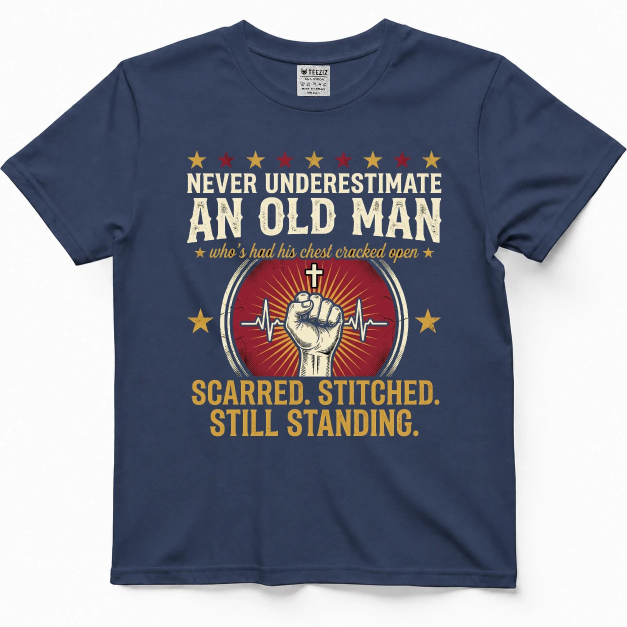 Never Underestimate An Old Man Scarred, Stitched, Still Standing Tee