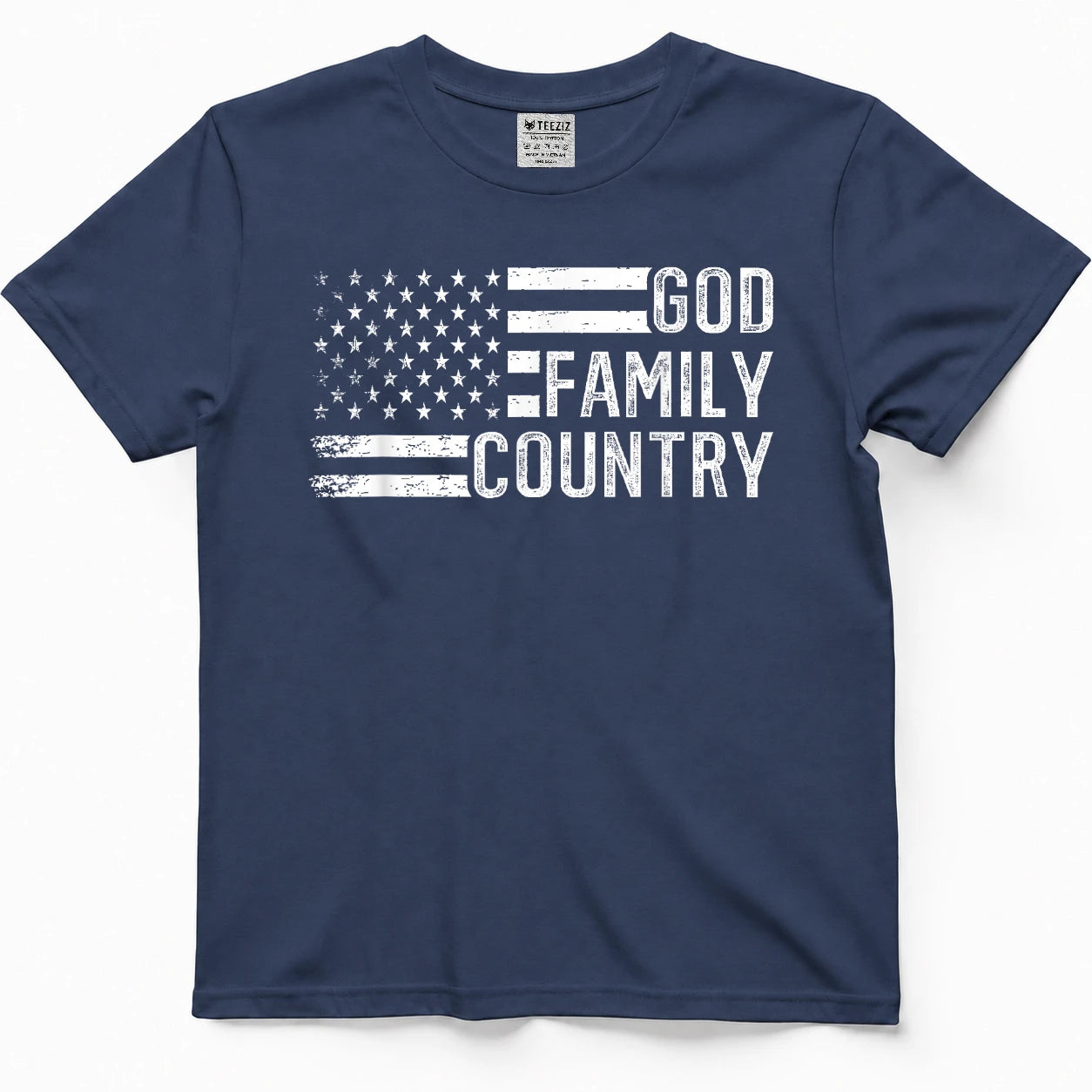 God Family Country - Patriotic Christian US Flag T-Shirt
