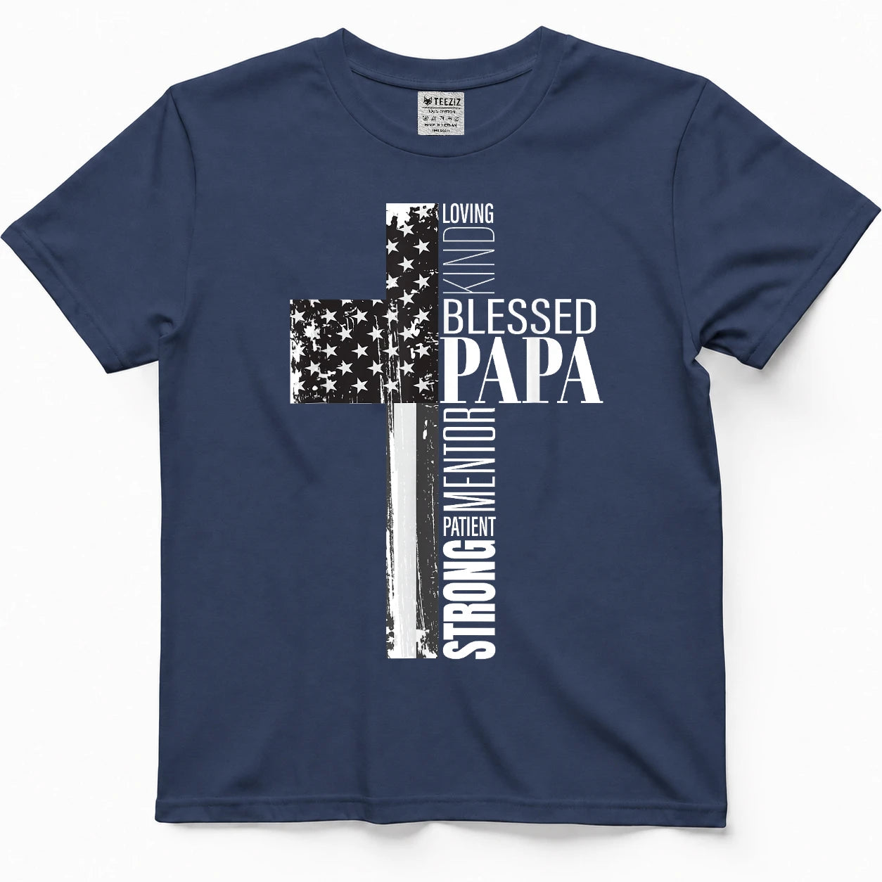 Blessed Papa American Flag Christian Religious Fathers Day T-Shirt