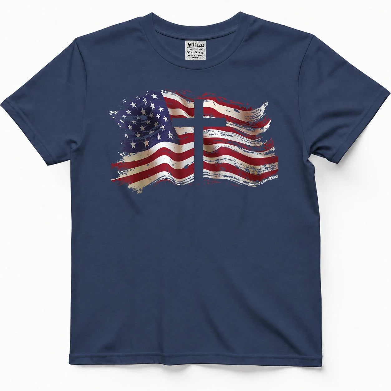 American Flag Cross for Patriotic USA Christians God Faith T-Shirt