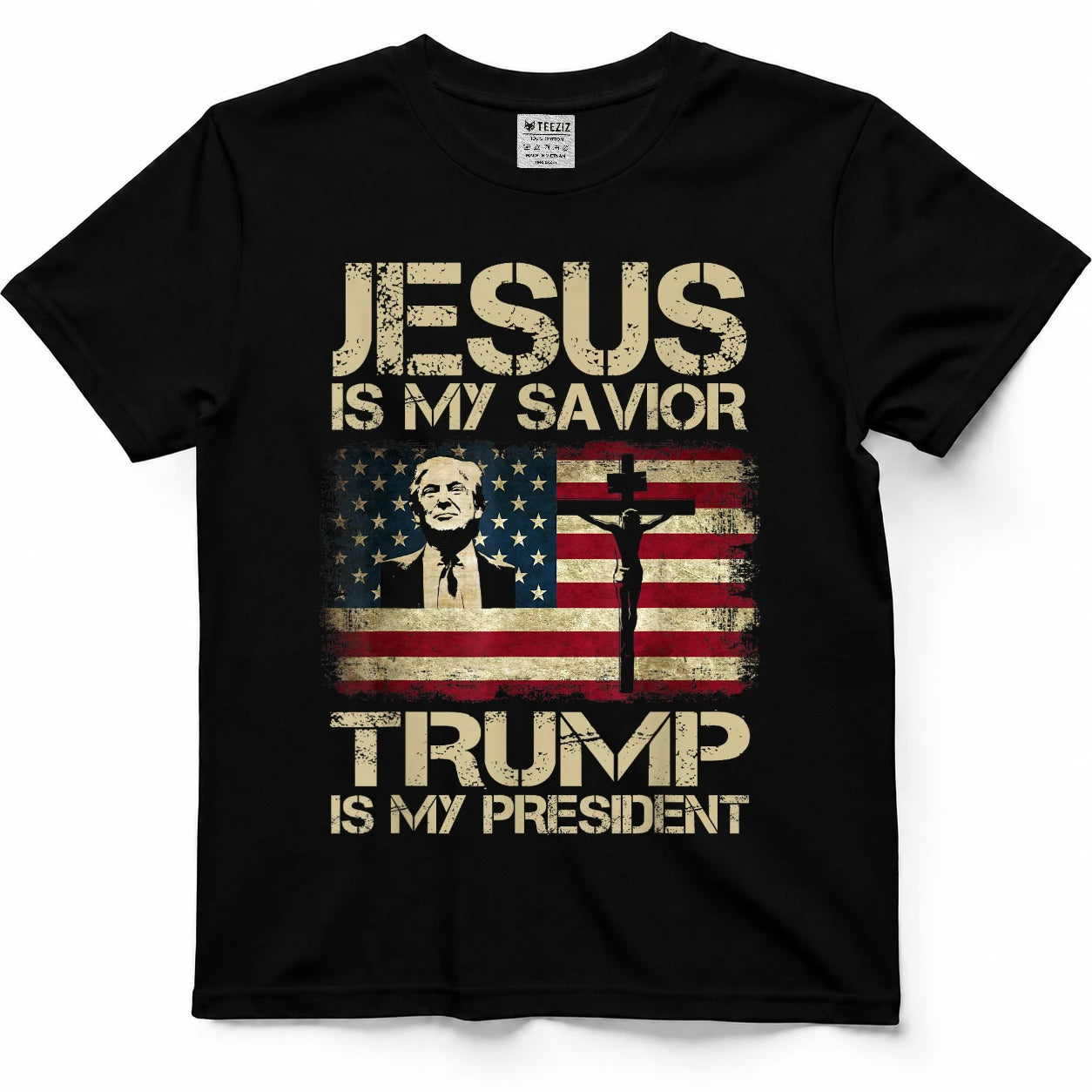 Jesus is My Savior Trump is My President Trump 2024 USA Flag T-Shirt