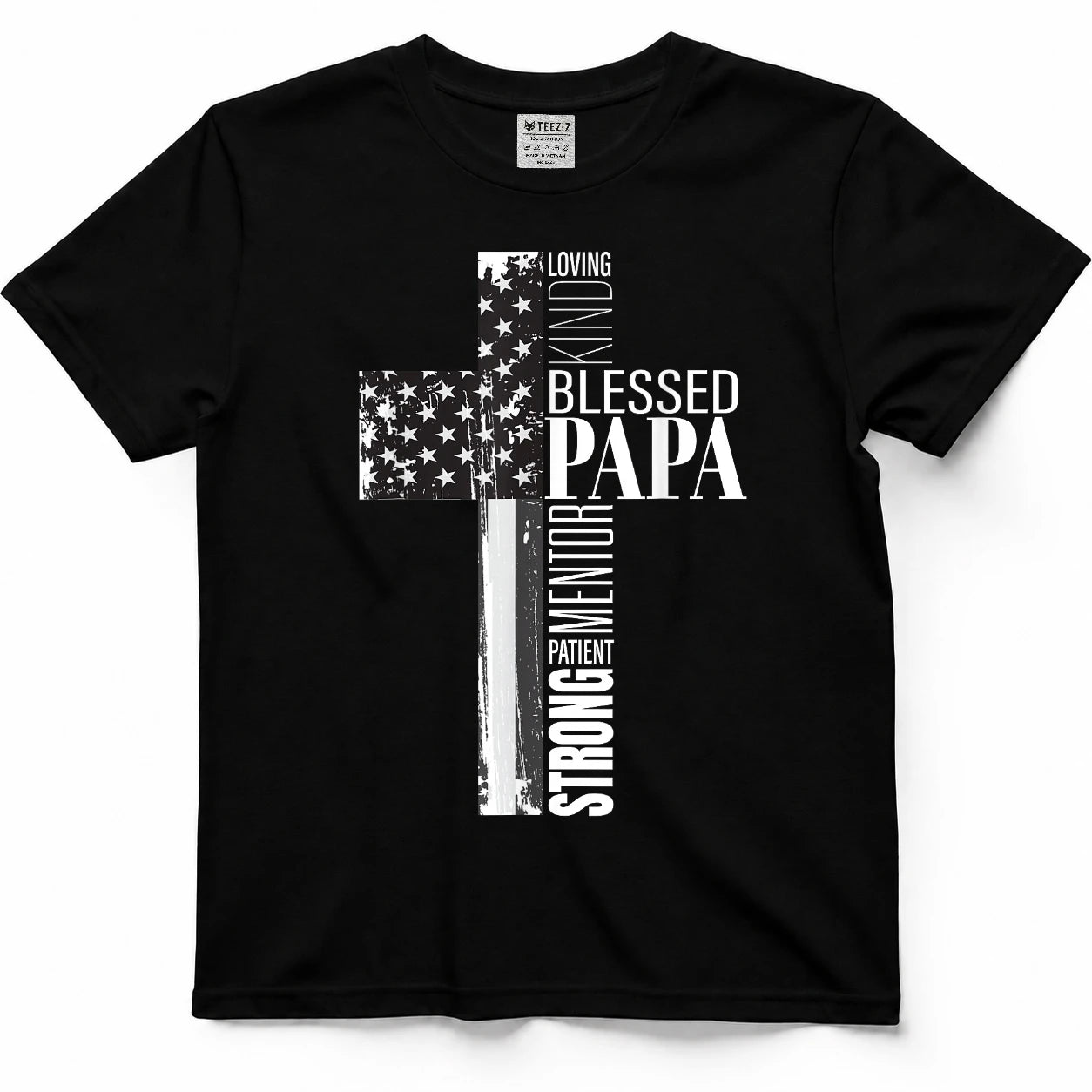 Blessed Papa American Flag Christian Religious Fathers Day T-Shirt