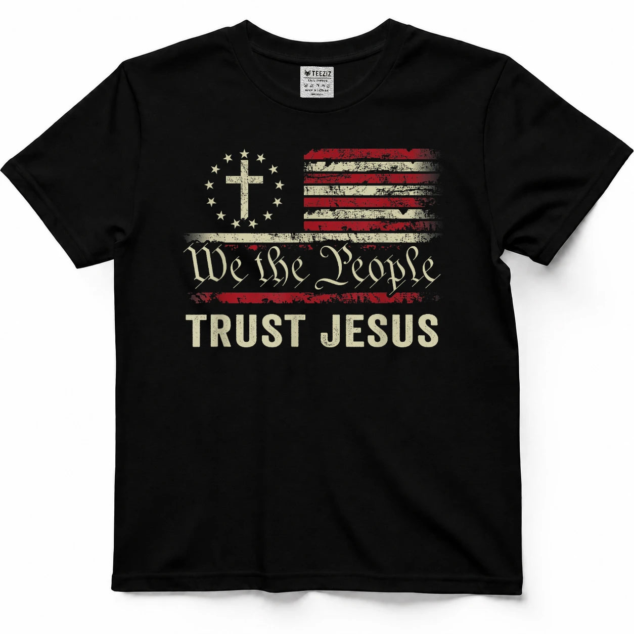 We The People Trust Jesus - USA Flag Christian Patriotic T-Shirt