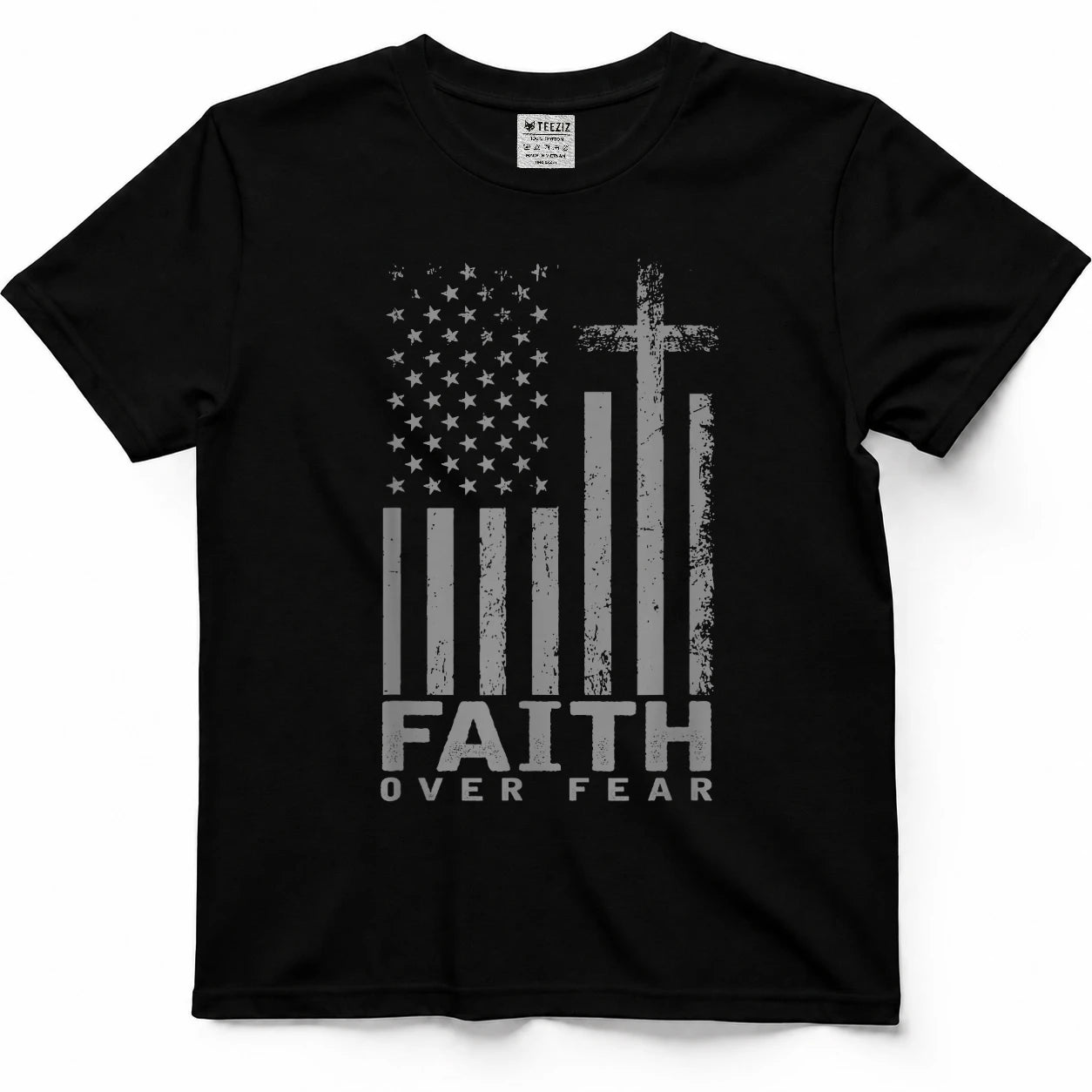America Pride US Flag Faith Over Fear Prayer T-Shirt