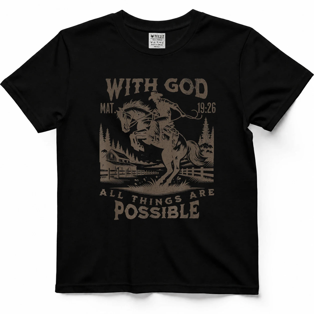 Cowboy Bible Scripture Verse Western Jesus for Mens Faith T-Shirt