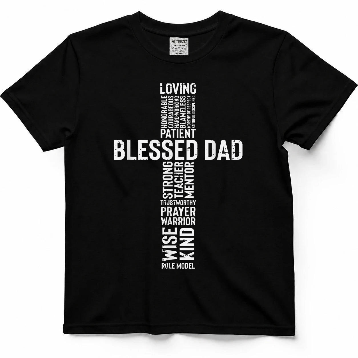 Fathers Day Blessed Dad Cross Jesus Christian Papa Daddy T-Shirt