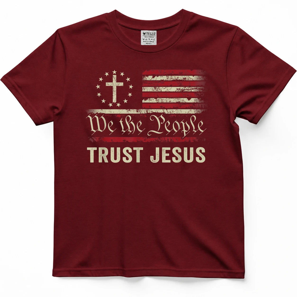 We The People Trust Jesus - USA Flag Christian Patriotic T-Shirt