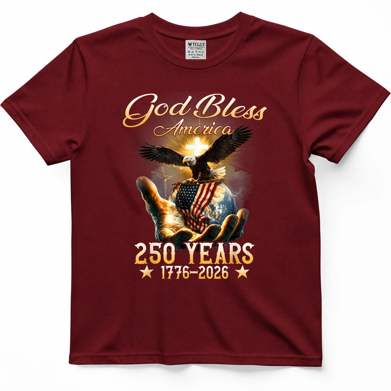 God Bless America 250 Years 1776 2026 Christian 4th of July T-Shirt