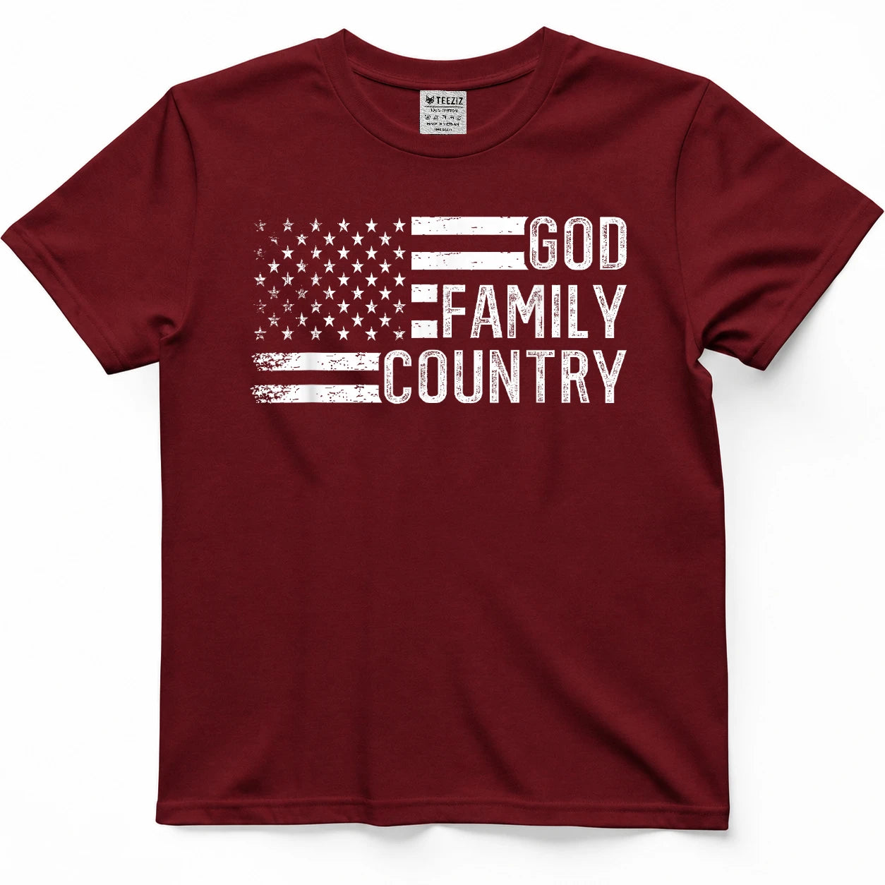 God Family Country - Patriotic Christian US Flag T-Shirt