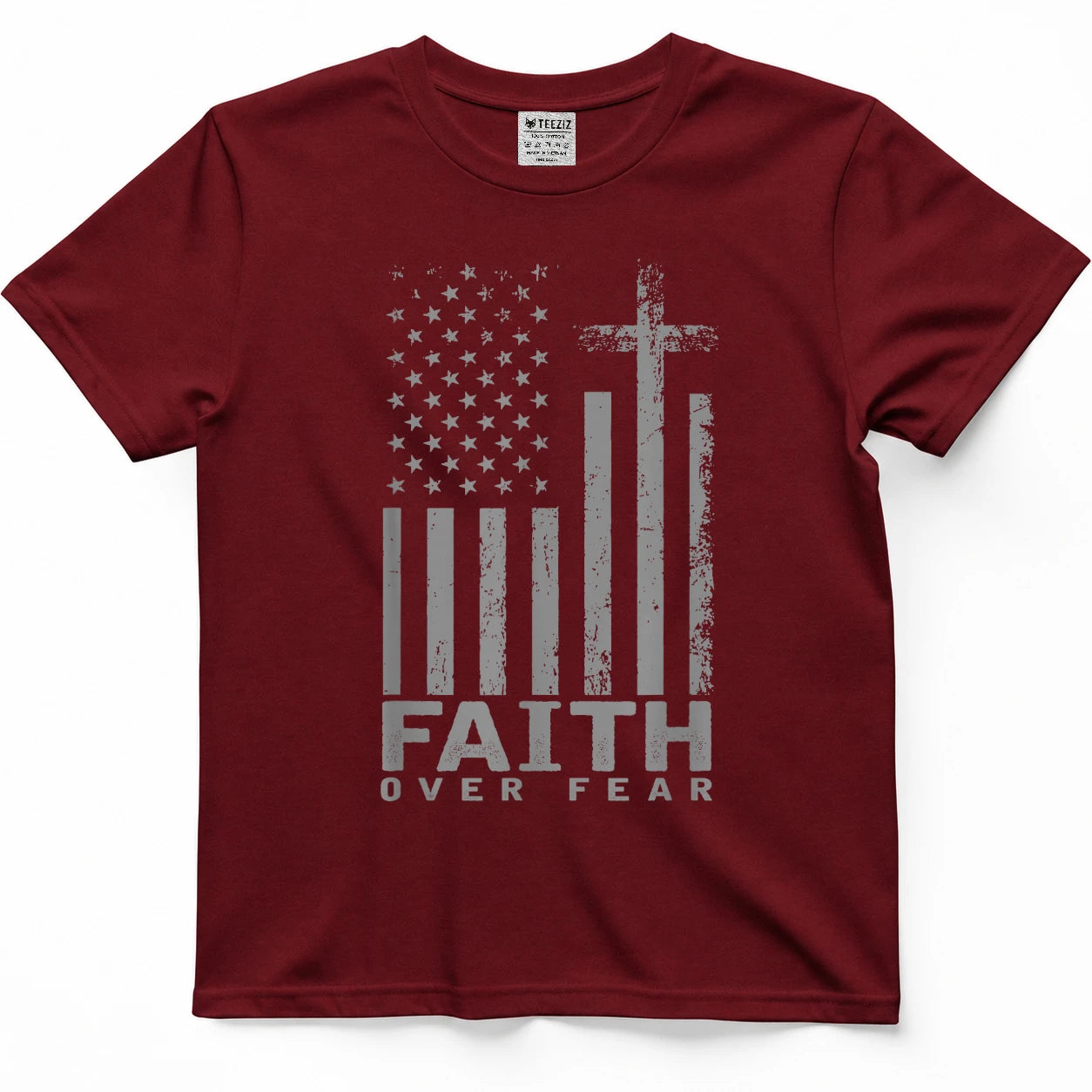 America Pride US Flag Faith Over Fear Prayer T-Shirt