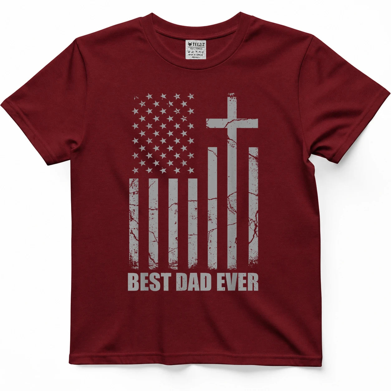 Best Dad Ever Christian Patriotic Dad USA Flag Fathers Day T-Shirt